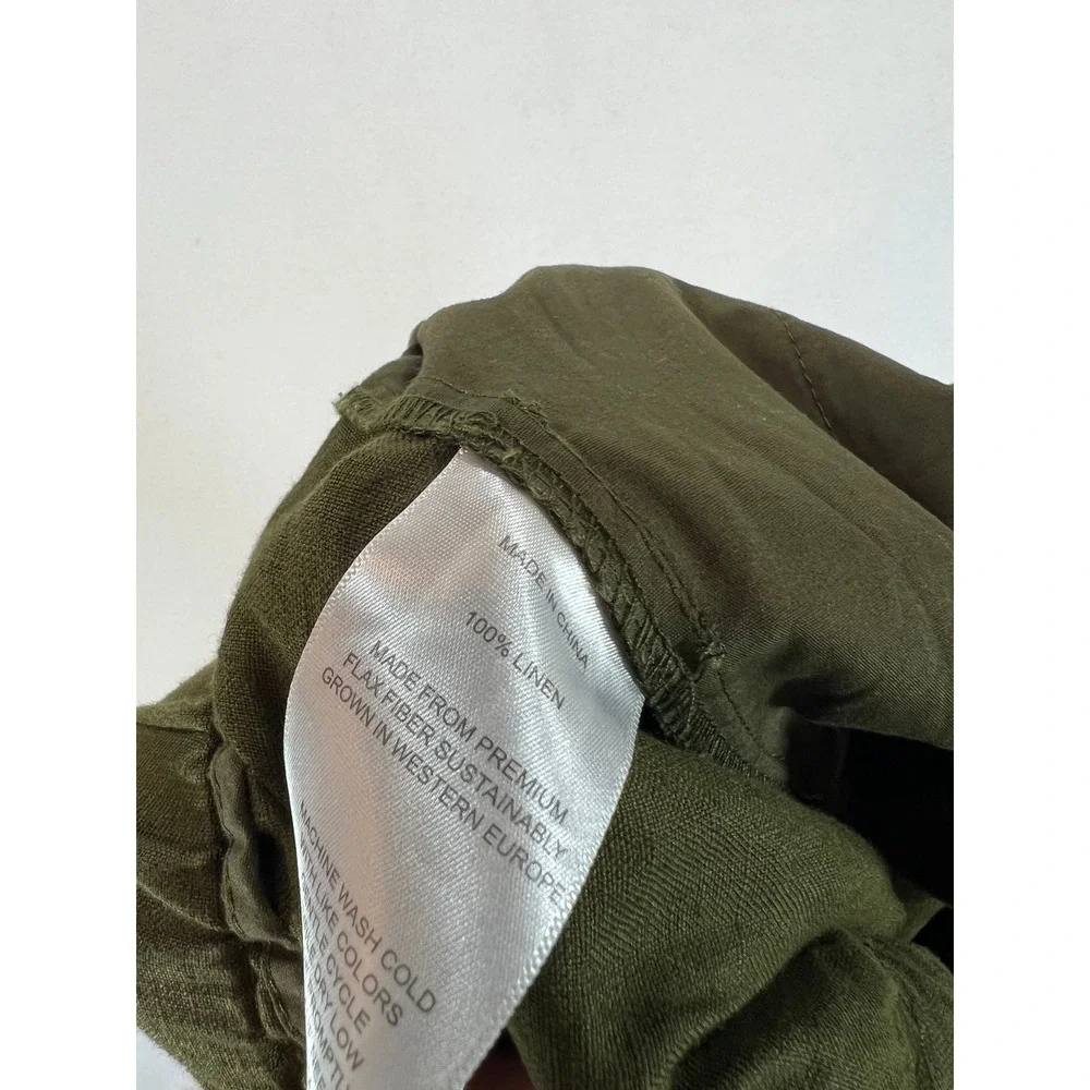 Quince 100% European Linen Straight Leg Pants Olive Green Minimalist Capsule